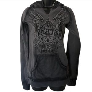Affliction live fast medium gray lost souls hoodie sweatshirt New